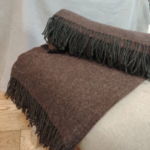 Autumn brown with deep red lambs wool blanket