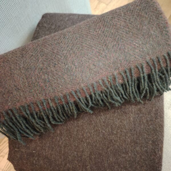 Autumn brown with deep red lambs wool blanket - Image 5