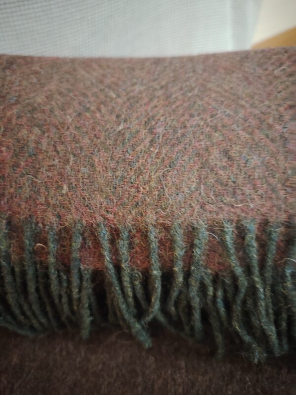 Autumn brown with deep red lambs wool blanket - Image 4