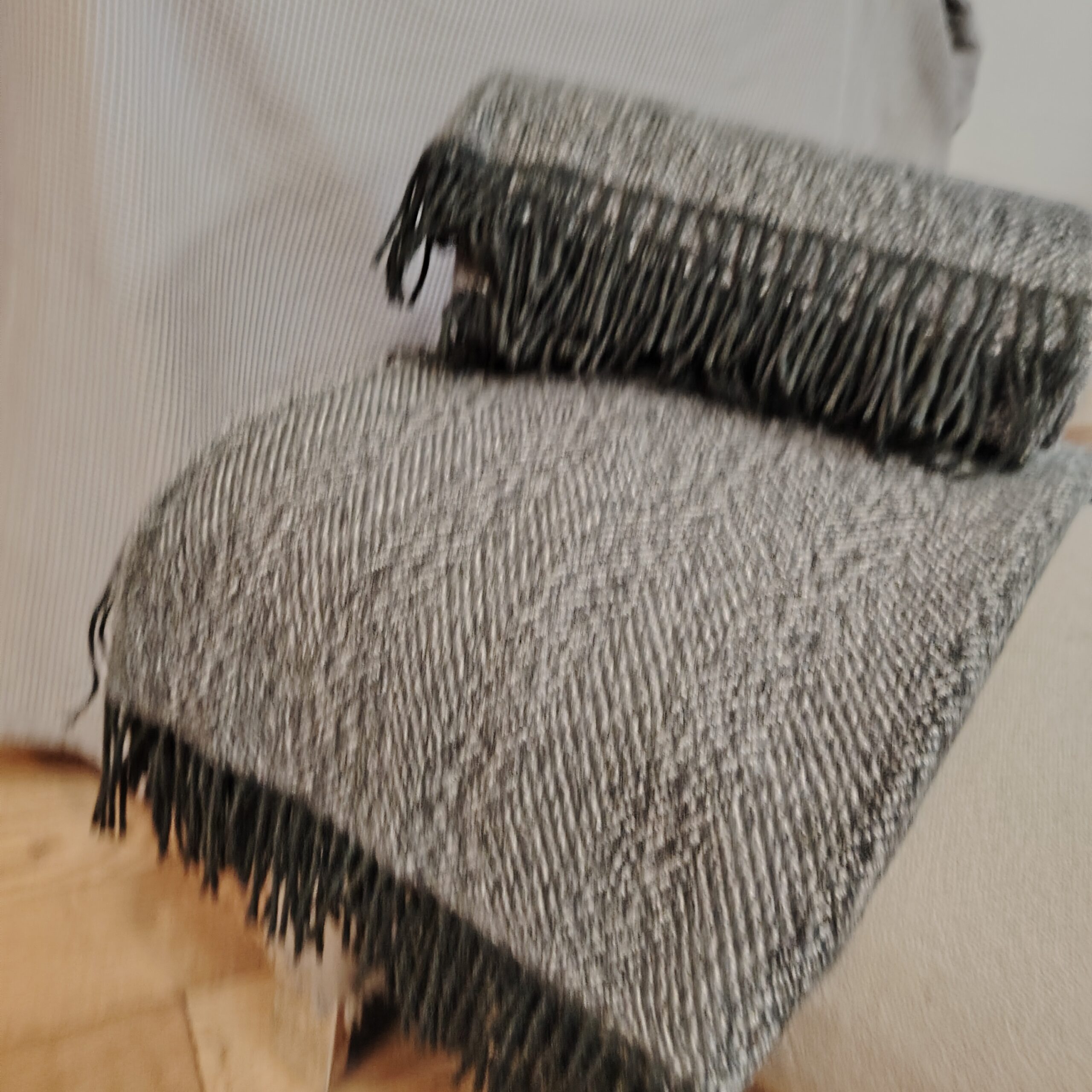Grey Herringbone bone lambs wool blanket - Image 5